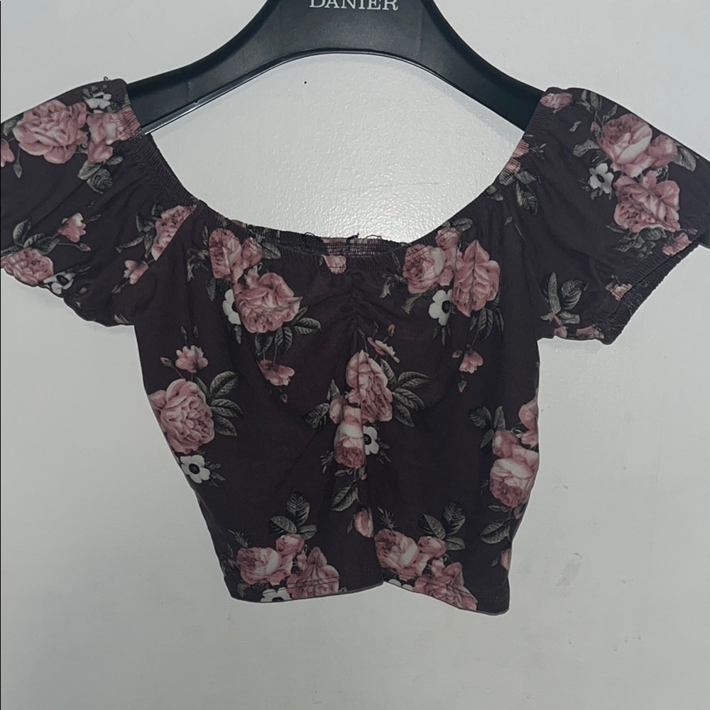 Floral Off-Shoulder Top - Purple and Pink